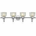 Procomfort Lucie Industrial-Style 4 Light Chrome Finish Bath Vanity Wall Fixture Clr Prismatic Glass - 34 in. PR2824041